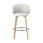 2x Stool Haven Bar Stools Dining Chairs Contoured Leather Wood Stool