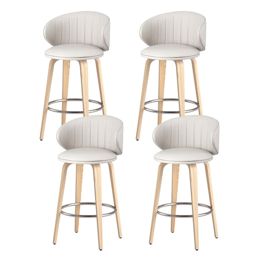 4x Stool Haven Bar Stools Dining Chairs Contoured Leather Wood Stool