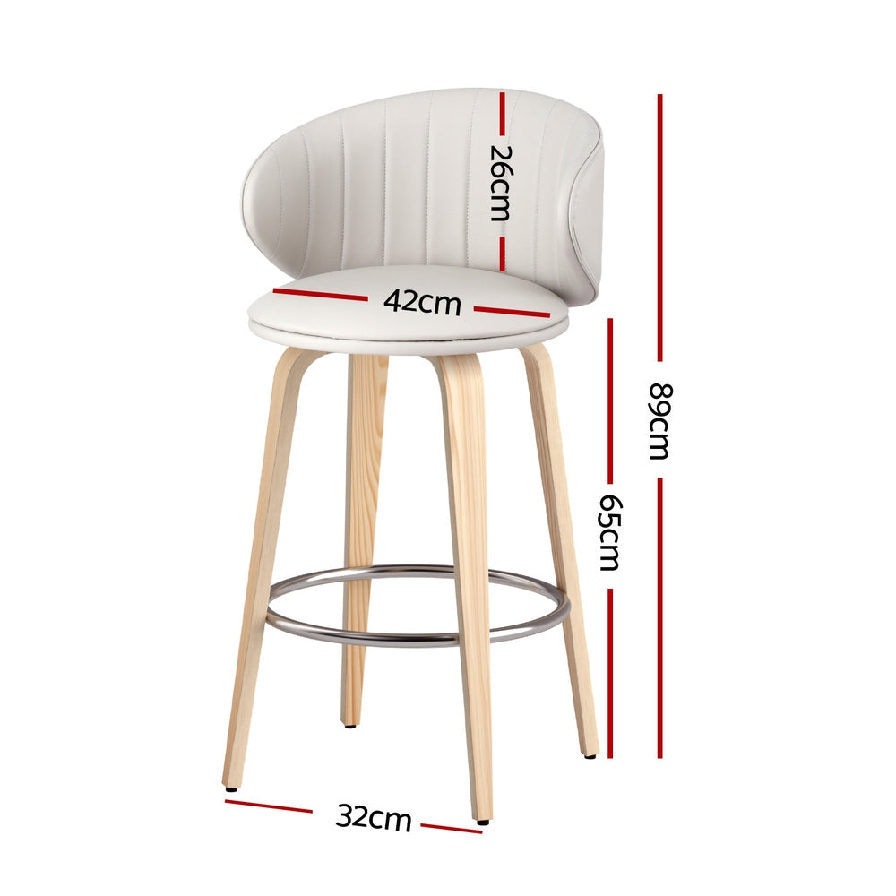 4x Stool Haven Bar Stools Dining Chairs Contoured Leather Wood Stool