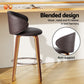 2x Stool Haven Bar Stools Dining Chairs Contoured Leather Wood Stool