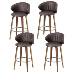 4x Stool Haven Bar Stools Dining Chairs Contoured Leather Wood Stool