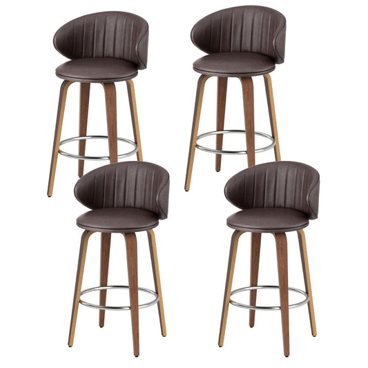 4x Stool Haven Bar Stools Dining Chairs Contoured Leather Wood Stool