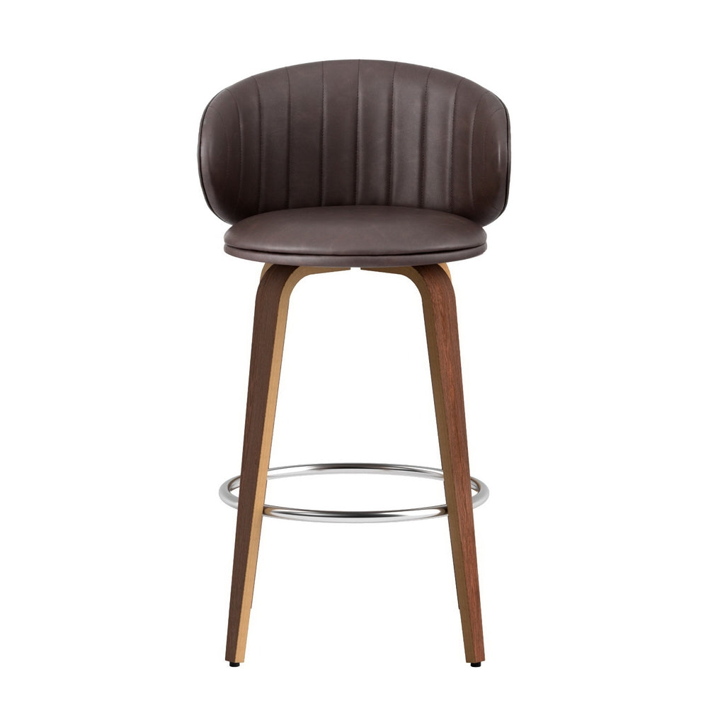 4x Stool Haven Bar Stools Dining Chairs Contoured Leather Wood Stool