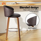 4x Stool Haven Bar Stools Dining Chairs Contoured Leather Wood Stool