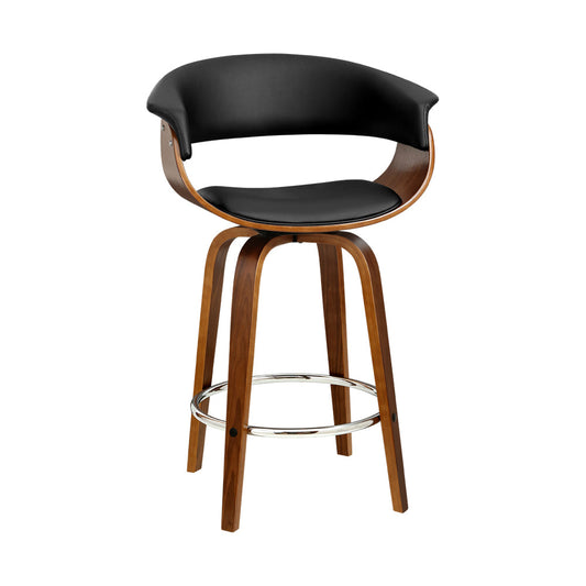Stool Haven Swivel PU Leather Bar Stool - Wood and Black
