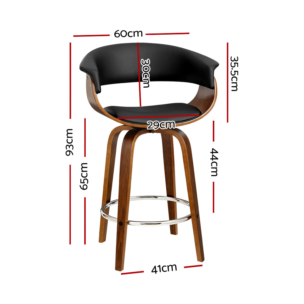 Stool Haven Swivel PU Leather Bar Stool - Wood and Black
