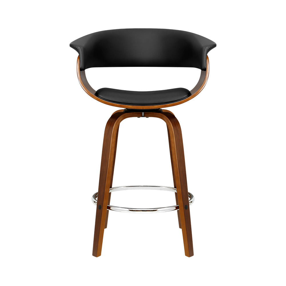 Stool Haven Swivel PU Leather Bar Stool - Wood and Black
