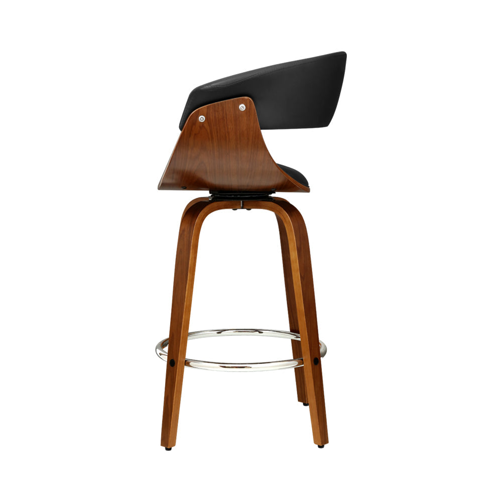 Stool Haven Swivel PU Leather Bar Stool - Wood and Black