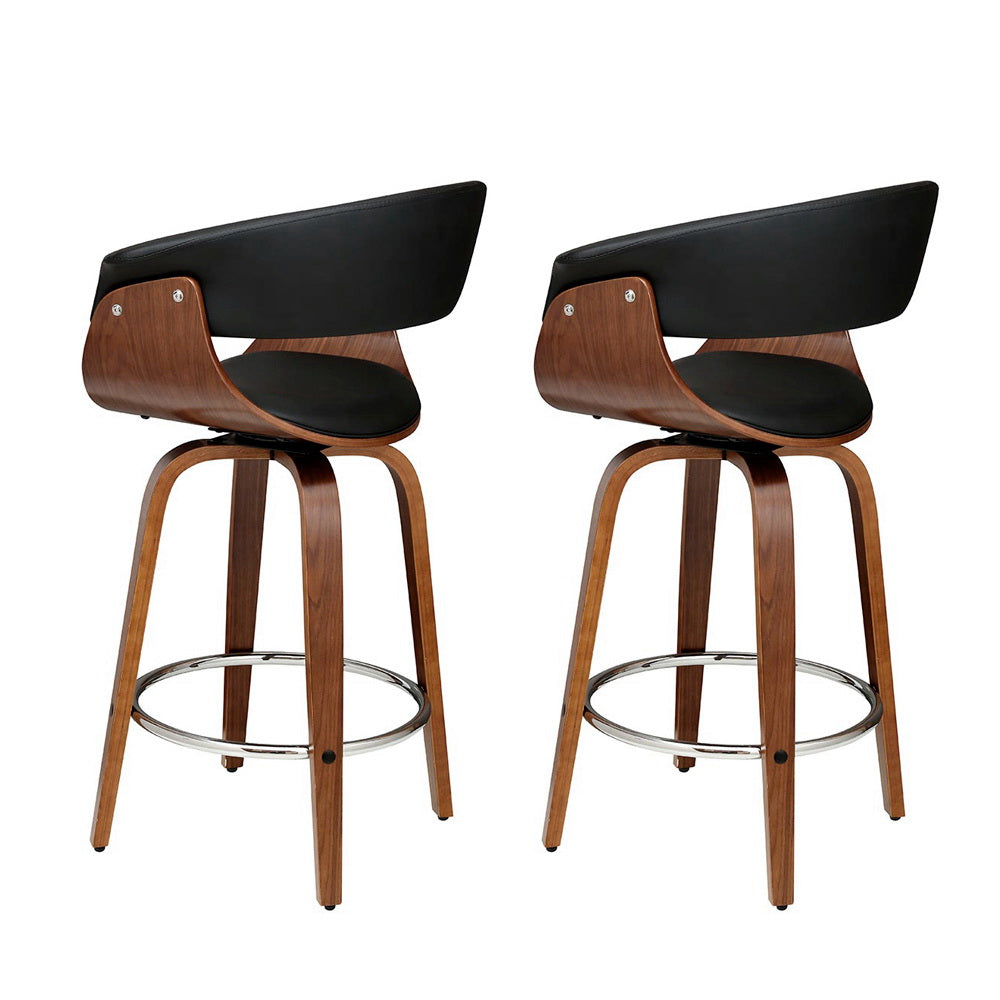 Stool Haven 2x Bar Stools Swivel PU Seat Wooden