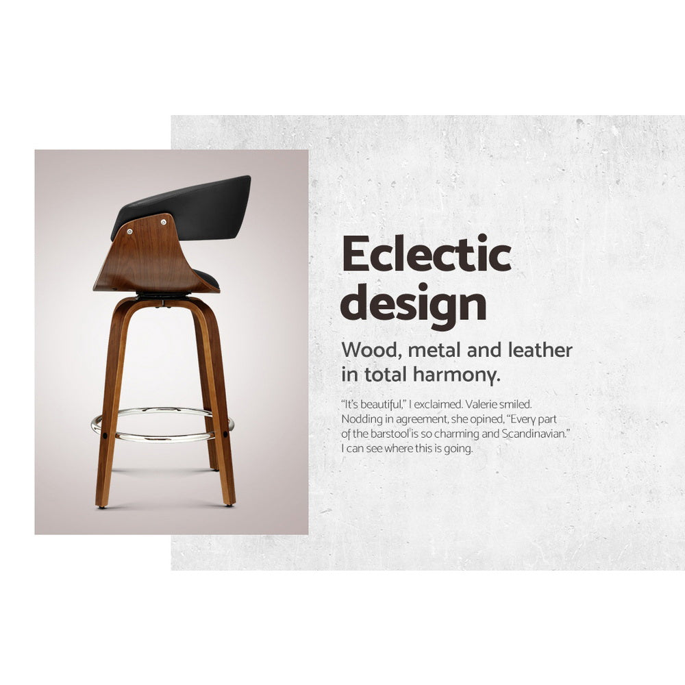 Stool Haven 2x Bar Stools Swivel PU Seat Wooden
