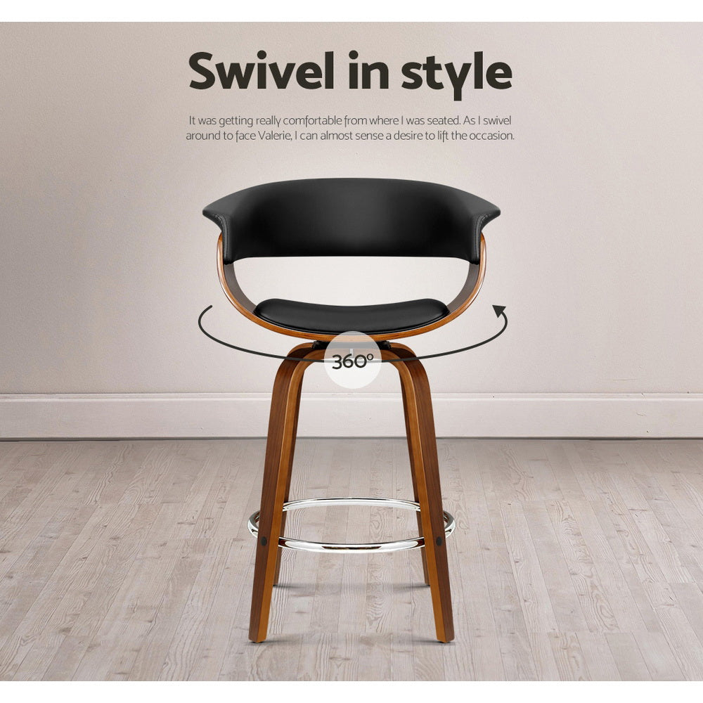 Stool Haven 2x Bar Stools Swivel PU Seat Wooden