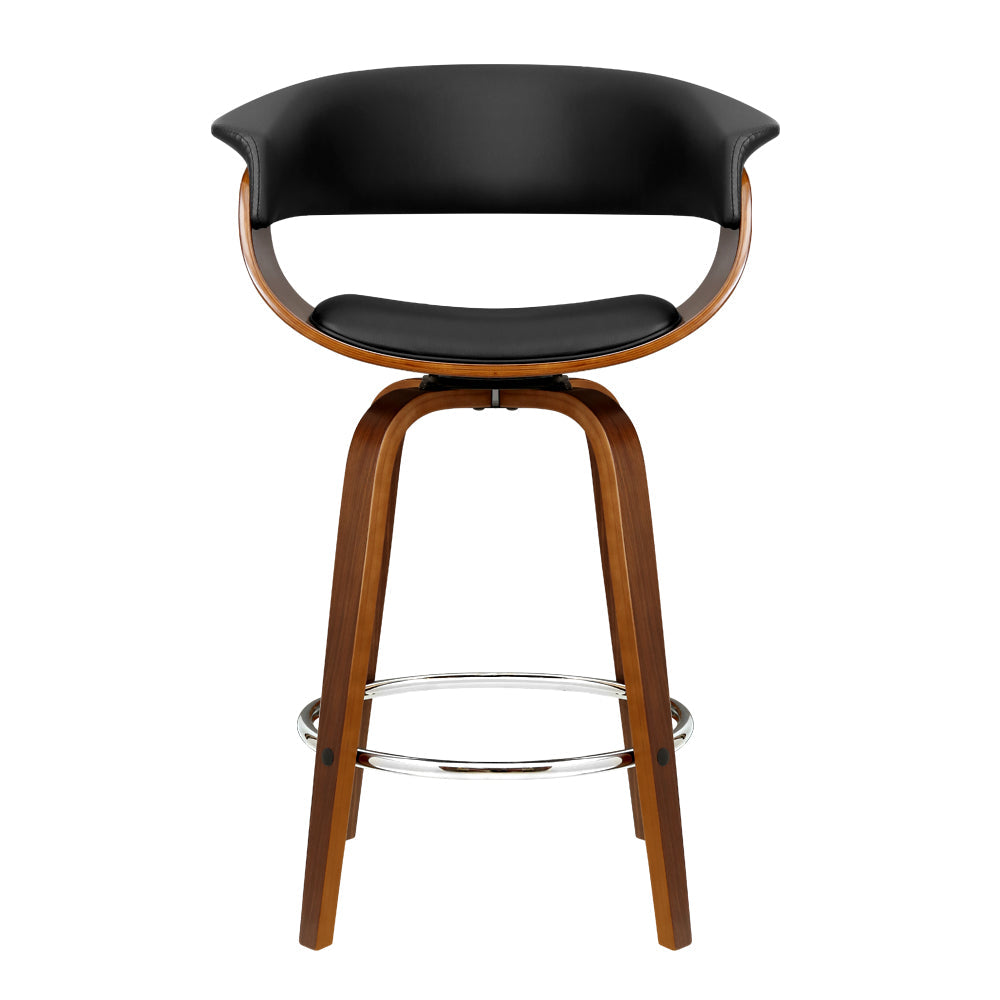 Stool Haven Set of 4 Swivel PU Leather Bar Stool - Wood and Black