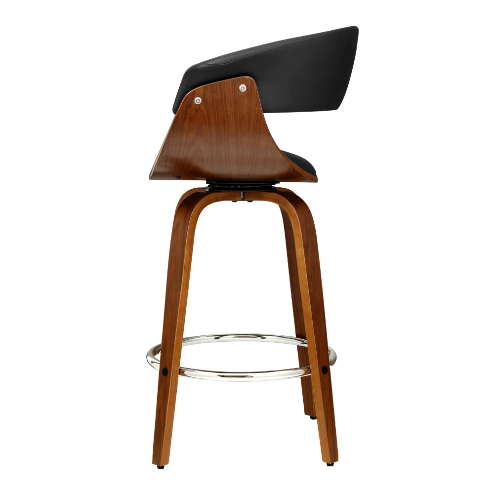 Stool Haven Set of 4 Swivel PU Leather Bar Stool - Wood and Black