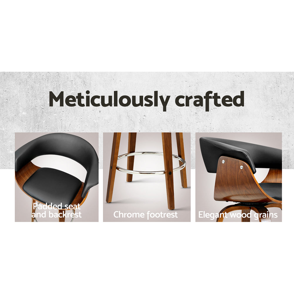 Stool Haven Set of 4 Swivel PU Leather Bar Stool - Wood and Black