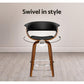 Stool Haven Set of 4 Swivel PU Leather Bar Stool - Wood and Black