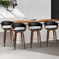 Stool Haven Set of 4 Swivel PU Leather Bar Stool - Wood and Black