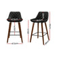 Stool Haven Set of 2 Bar Stools Bentwood PU Leather Diamond Pleat - Black