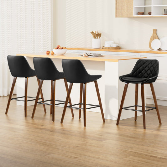 Stool Haven 4x Bar Stools PU Seat Wooden