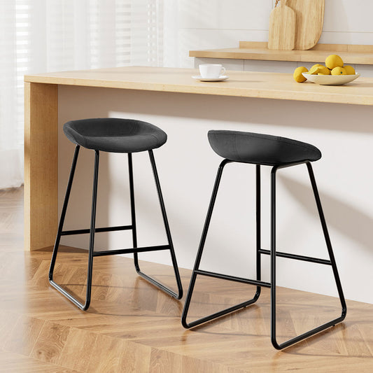 Stool Haven 2x Bar Stools Kitchen Dining Chairs Counter Stool PU Leather Metal