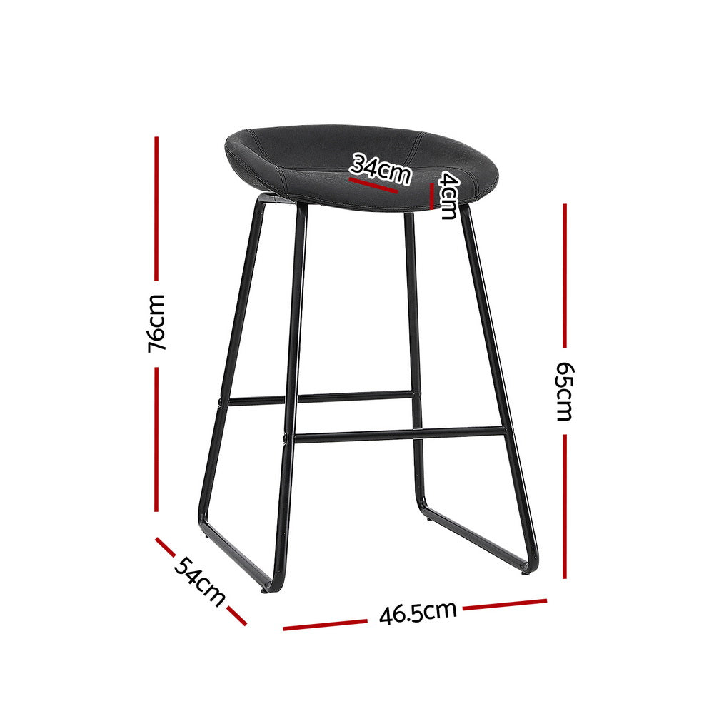 Stool Haven 2x Bar Stools Kitchen Dining Chairs Counter Stool PU Leather Metal