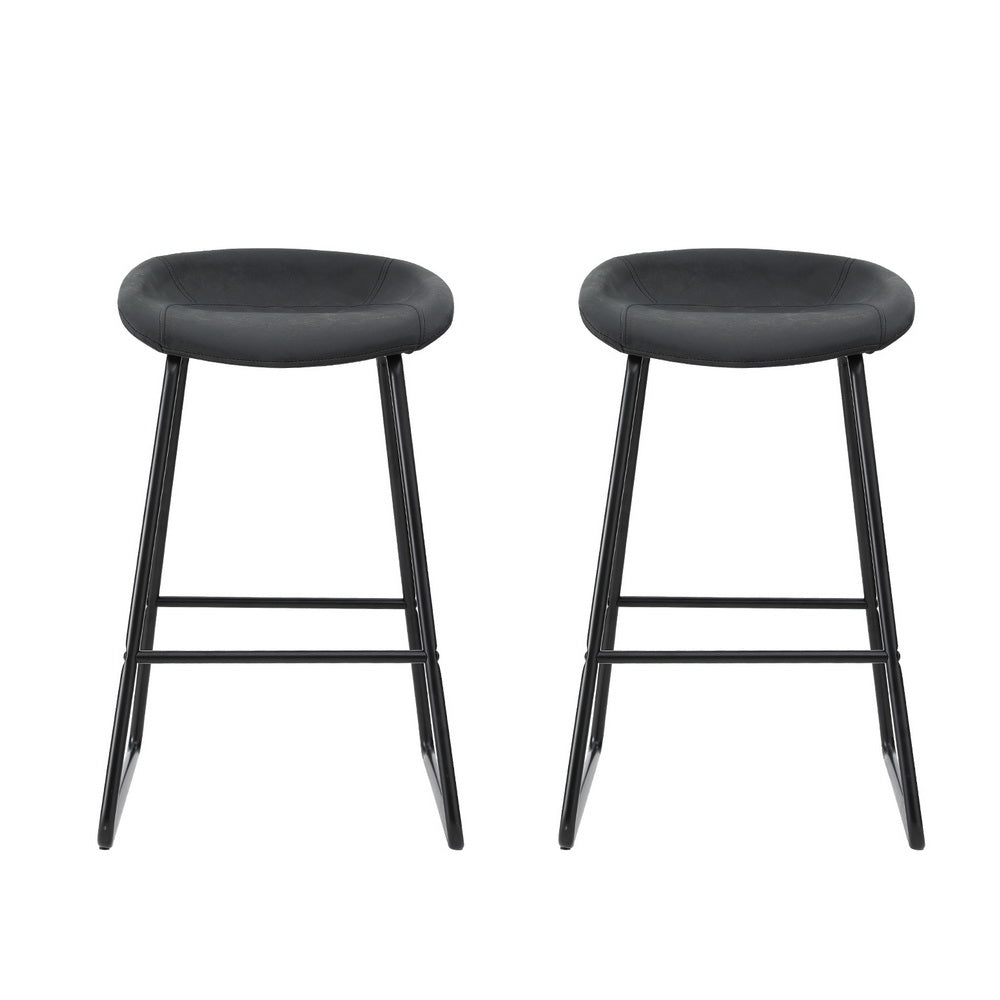 Stool Haven 2x Bar Stools Kitchen Dining Chairs Counter Stool PU Leather Metal