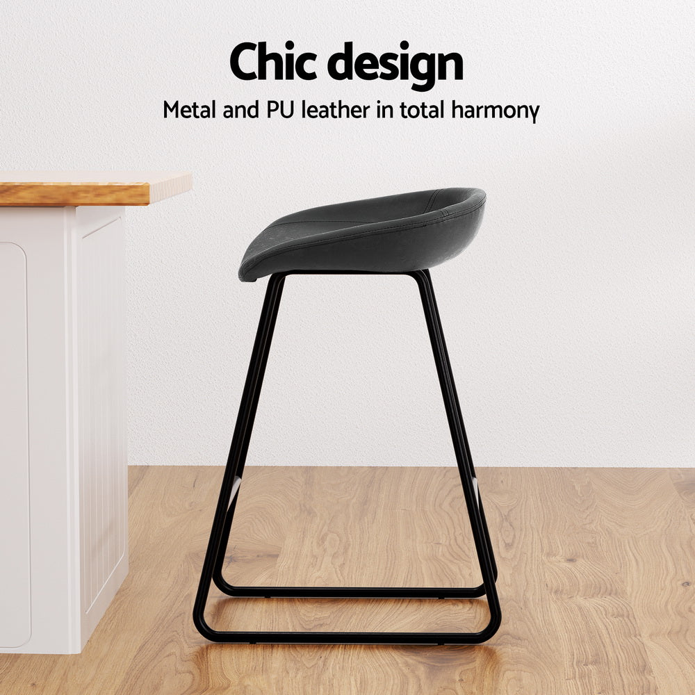 Stool Haven 2x Bar Stools Kitchen Dining Chairs Counter Stool PU Leather Metal