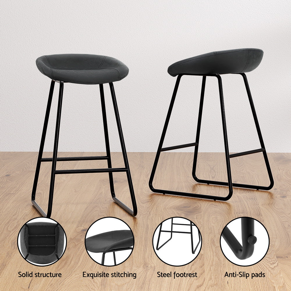 Stool Haven 2x Bar Stools Kitchen Dining Chairs Counter Stool PU Leather Metal
