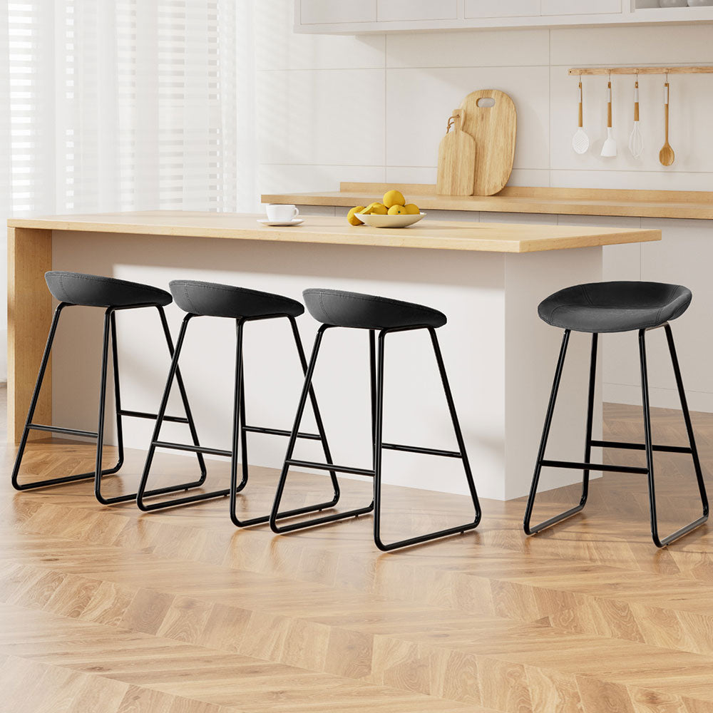 Stool Haven 4x Bar Stools Kitchen Dining Chairs Counter Stool PU Leather Metal