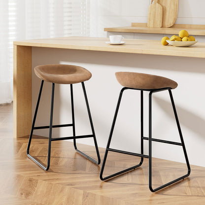 Stool Haven 2 x PU Leather Metal - Brown