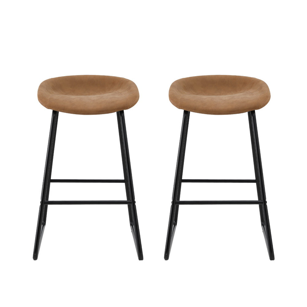 Stool Haven 2 x PU Leather Metal - Brown