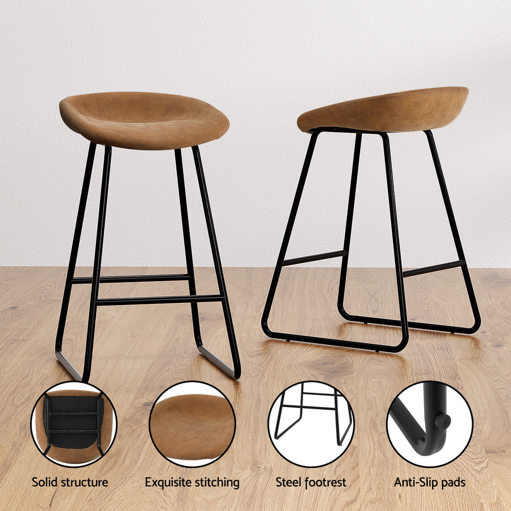Stool Haven 2 x PU Leather Metal - Brown