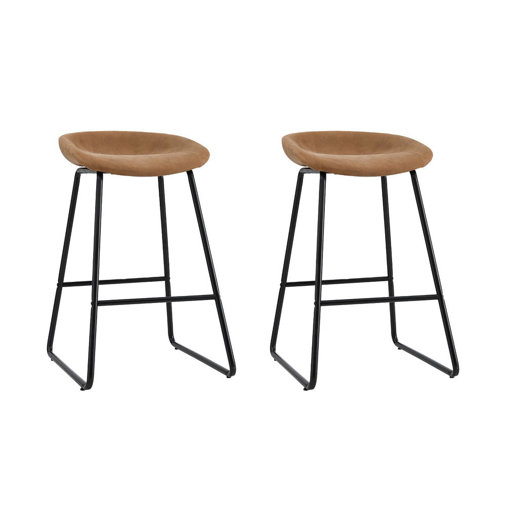 Stool Haven 2 x PU Leather Metal - Brown