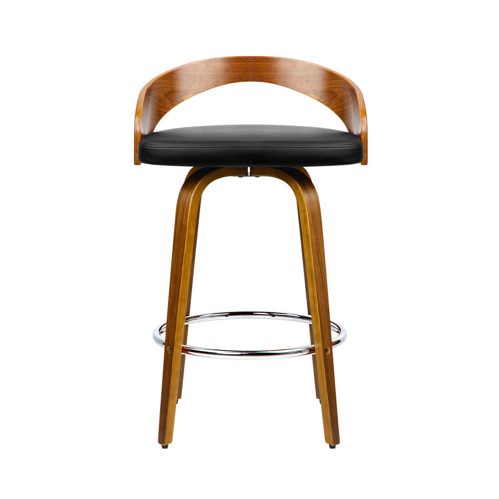 Stool Haven Set of 2 Walnut Wood Bar Stools - Black and Brown