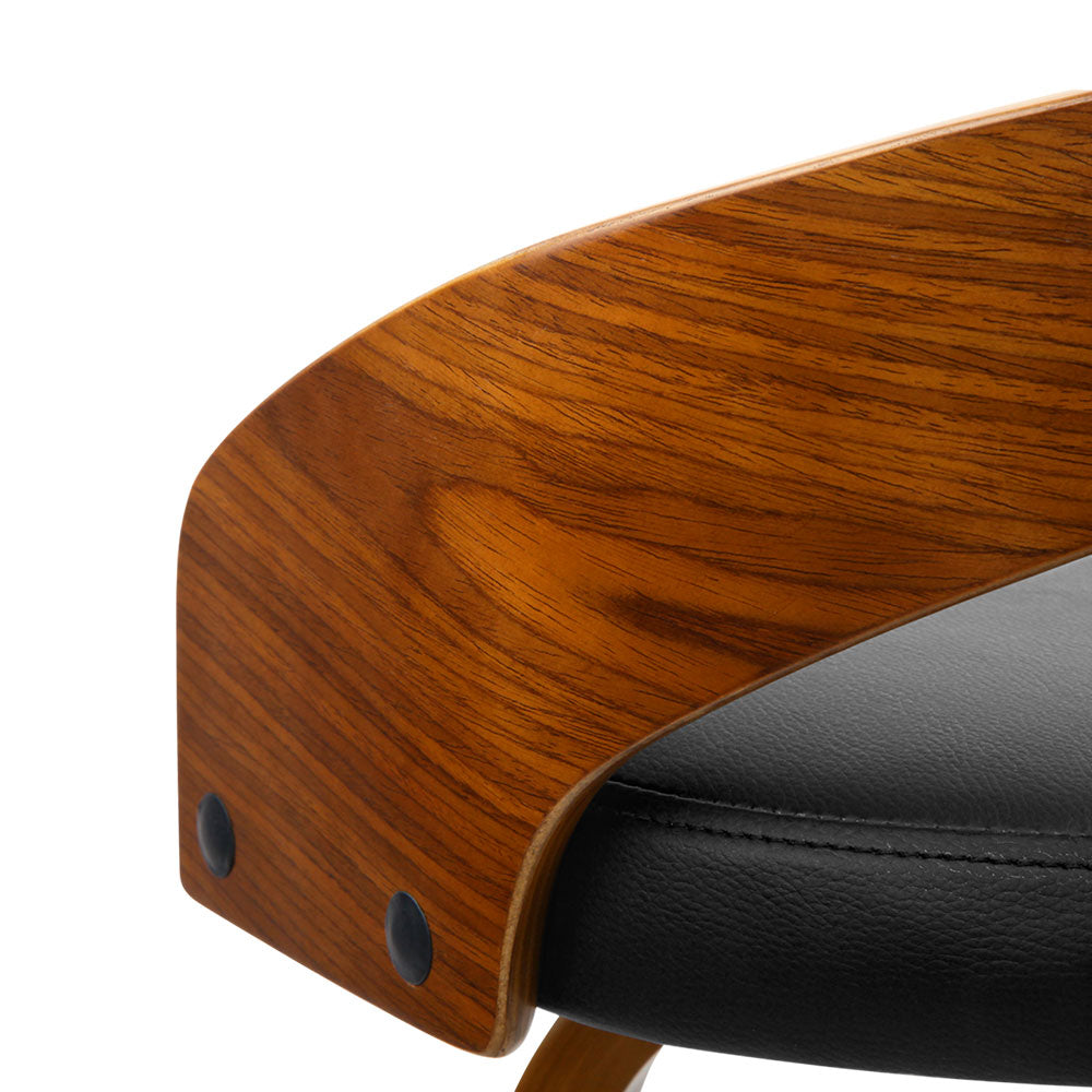 Stool Haven Set of 2 Walnut Wood Bar Stools - Black and Brown