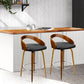 Stool Haven Set of 2 Walnut Wood Bar Stools - Black and Brown