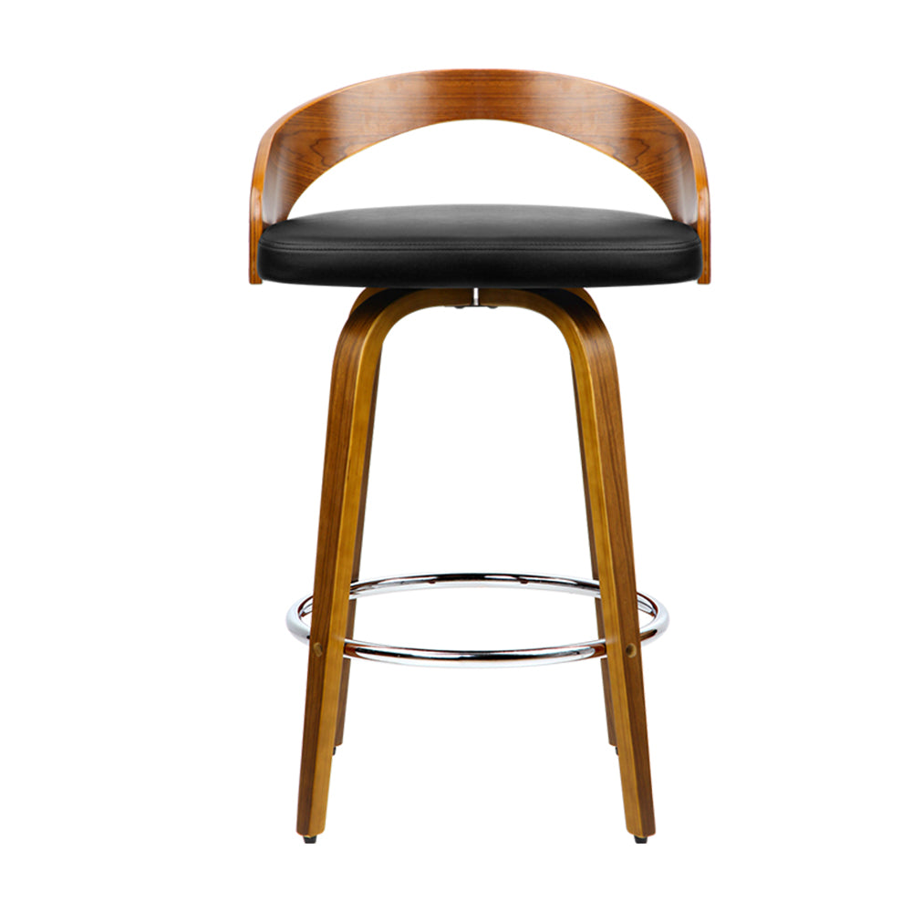 Stool Haven Set of 4 Walnut Wood Bar Stools - Black and Brown