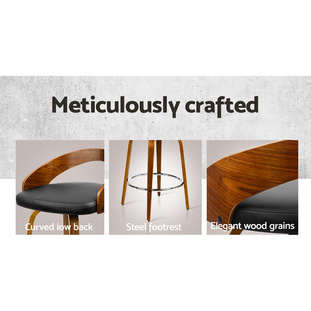 Stool Haven Set of 4 Walnut Wood Bar Stools - Black and Brown