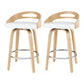 Stool Haven Set of 2 Bar Stools Swivel Leather Metal Plywood - White
