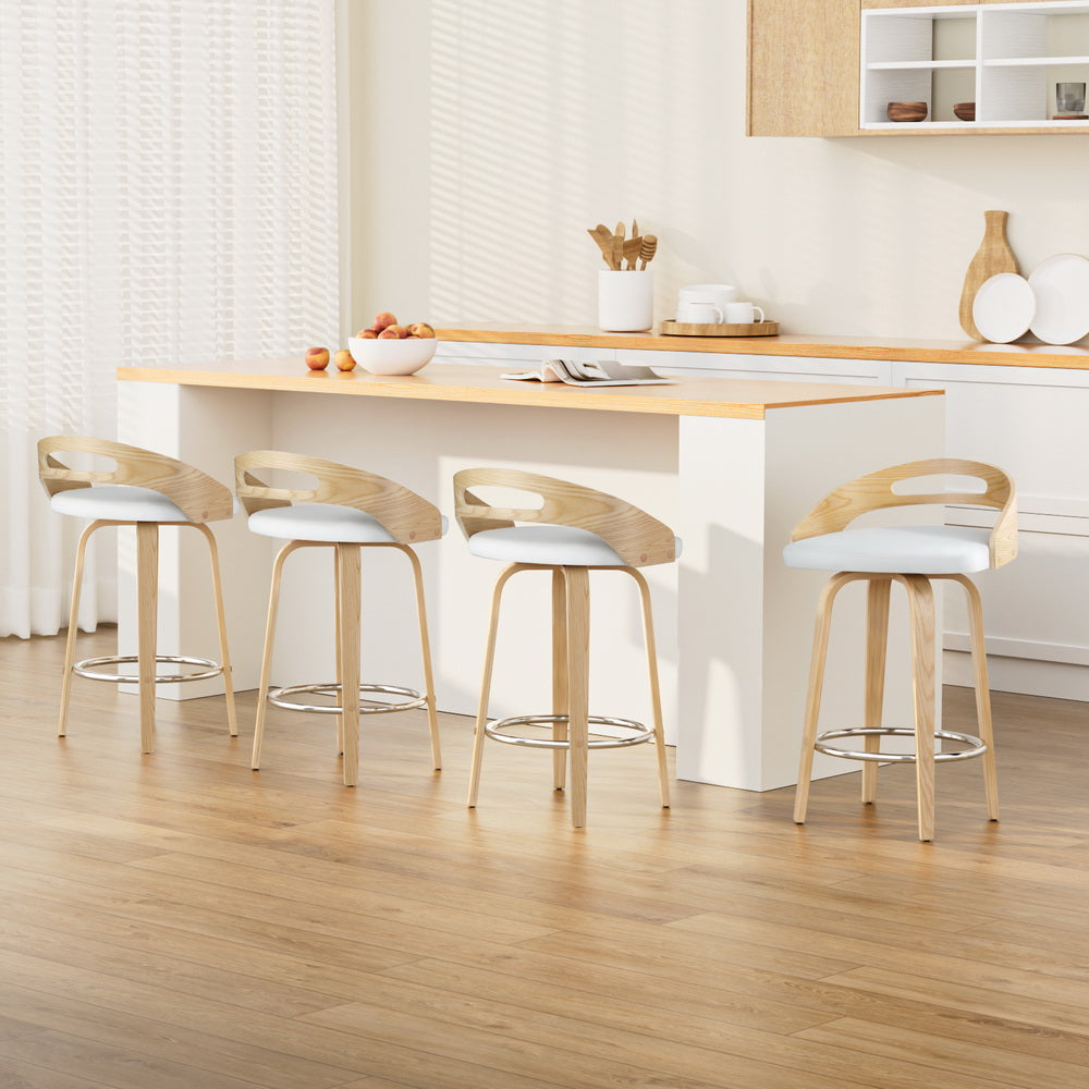 Stool Haven 4x Bar Stools Swivel Dining Chairs Low Back Counter Seat PU Cushion