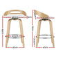 Stool Haven 4x Bar Stools Swivel Dining Chairs Low Back Counter Seat PU Cushion