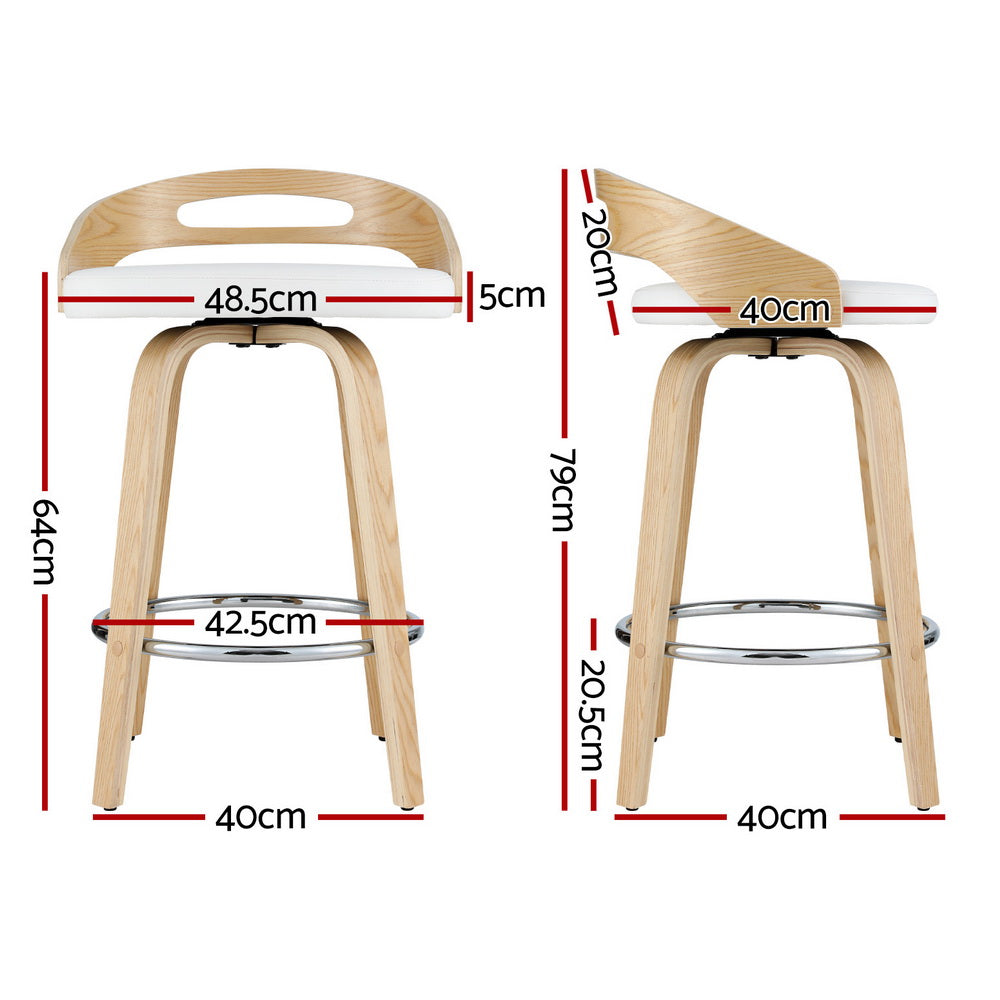Stool Haven 4x Bar Stools Swivel Dining Chairs Low Back Counter Seat PU Cushion