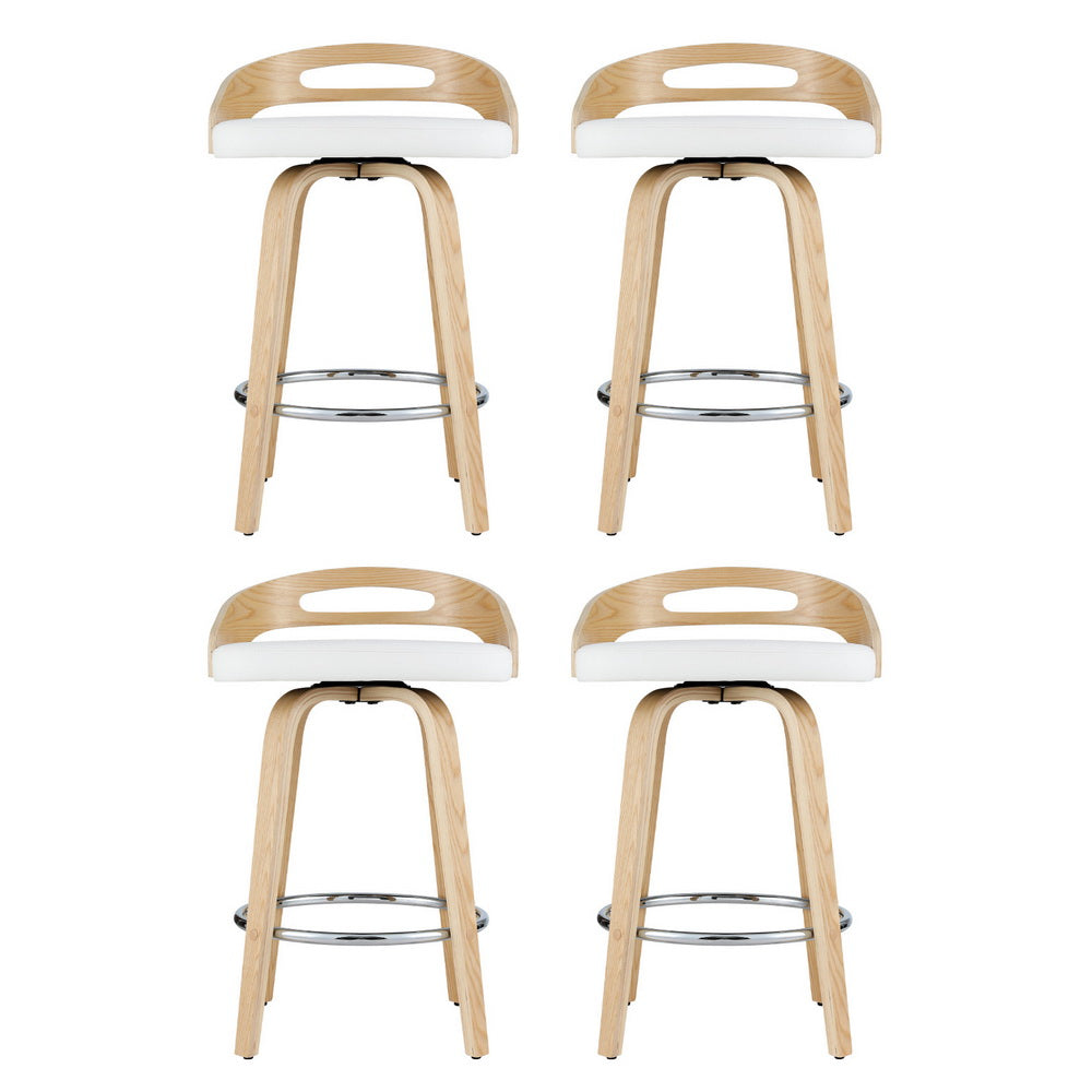 Stool Haven 4x Bar Stools Swivel Dining Chairs Low Back Counter Seat PU Cushion