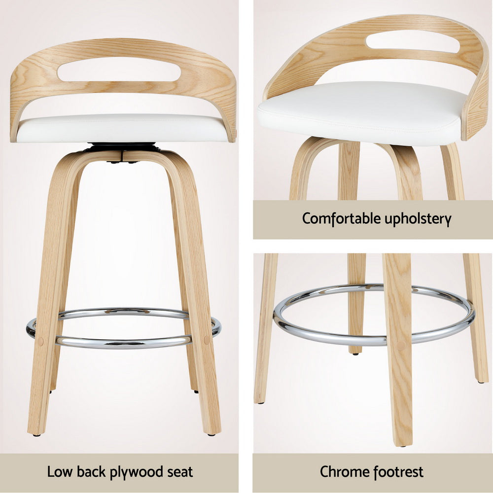 Stool Haven 4x Bar Stools Swivel Dining Chairs Low Back Counter Seat PU Cushion