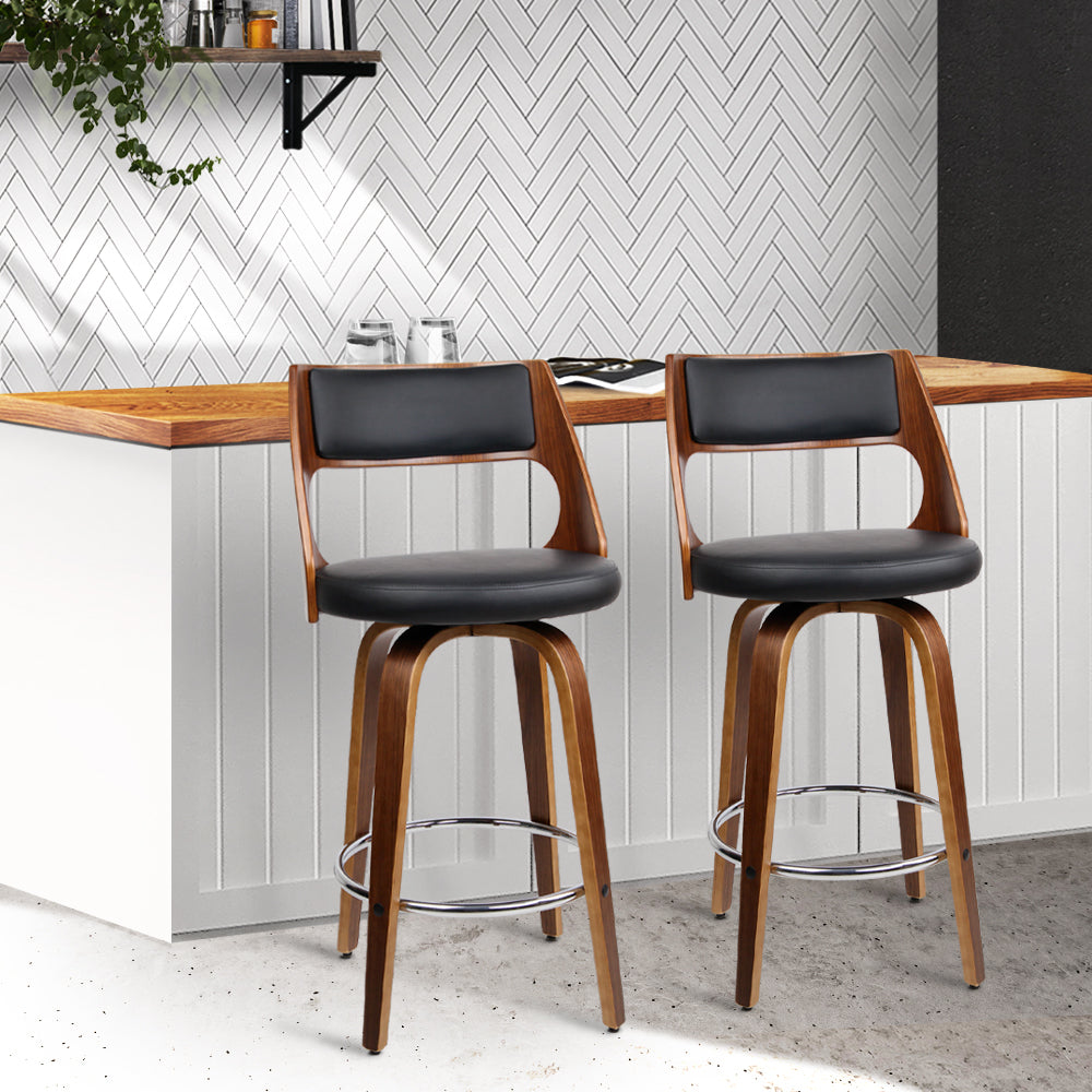 Stool Haven Set of 2 Wooden Bar Stools - Black