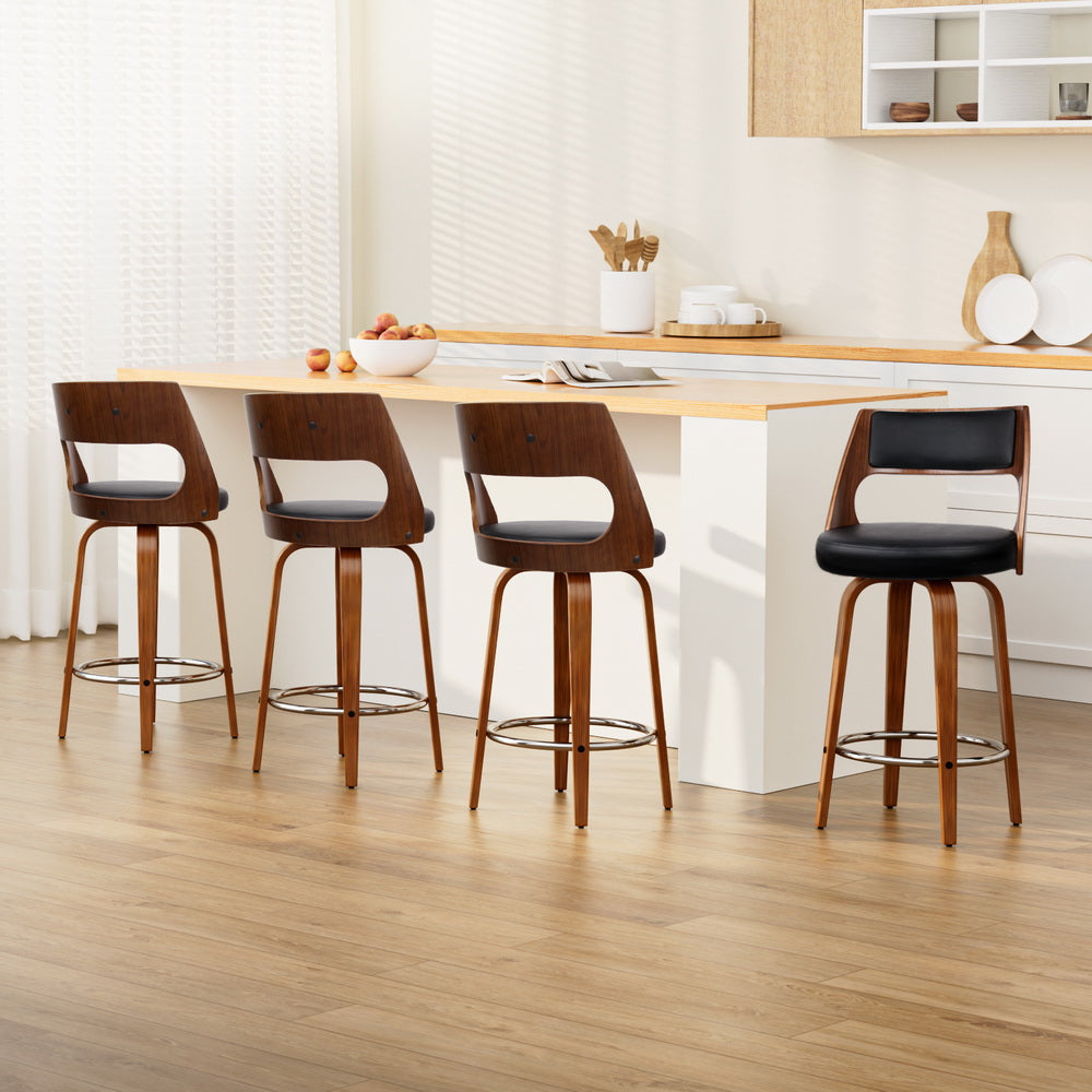 Stool Haven 4x Bar Stools Swivel Leather Chair 65cm