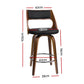 Stool Haven Set of 2 Wooden Bar Stools PU Leather - Black and Wood