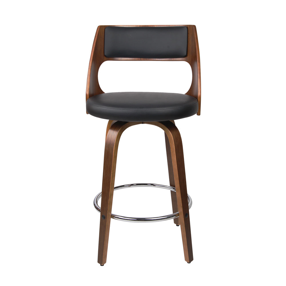 Stool Haven Set of 4 Wooden Bar Stools PU Leather - Black and Wood