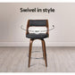 Stool Haven Set of 4 Wooden Bar Stools PU Leather - Black and Wood