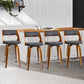 Stool Haven Set of 4 Wooden Bar Stools PU Leather - Black and Wood