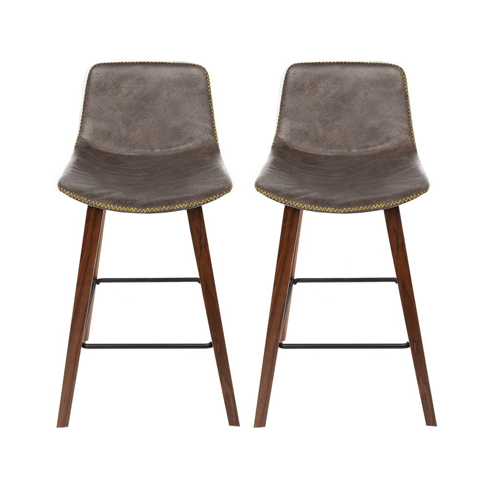 Stool Haven Bar Stools Kitchen Counter Barstools Leather Wooden Chairs x2